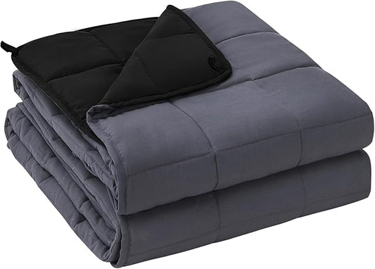 yescool Weighted Blanket for Adults (20 lbs, 60" x 80",Grey& Black) Cooling Heavy Blanket for Sleeping Perfect for 190-210 lbs, Queen Size Breathable Blanket with Premium Glass Bead, Machine Washable-StrideForce Fitness