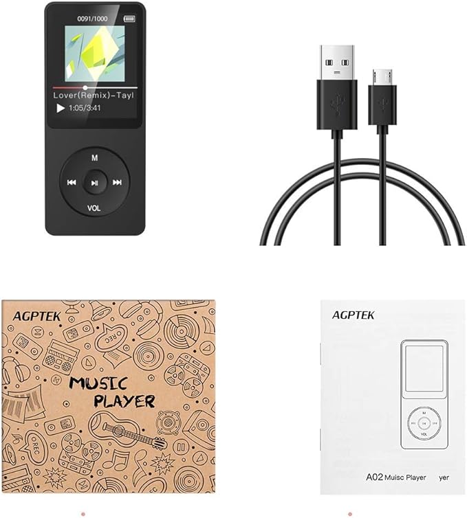 AGPTEK A02S 16GB MP3 Player, 70 Hours Playback Lossless Sound Music Player, Supports up to 128GB, Black-StrideForce Fitness