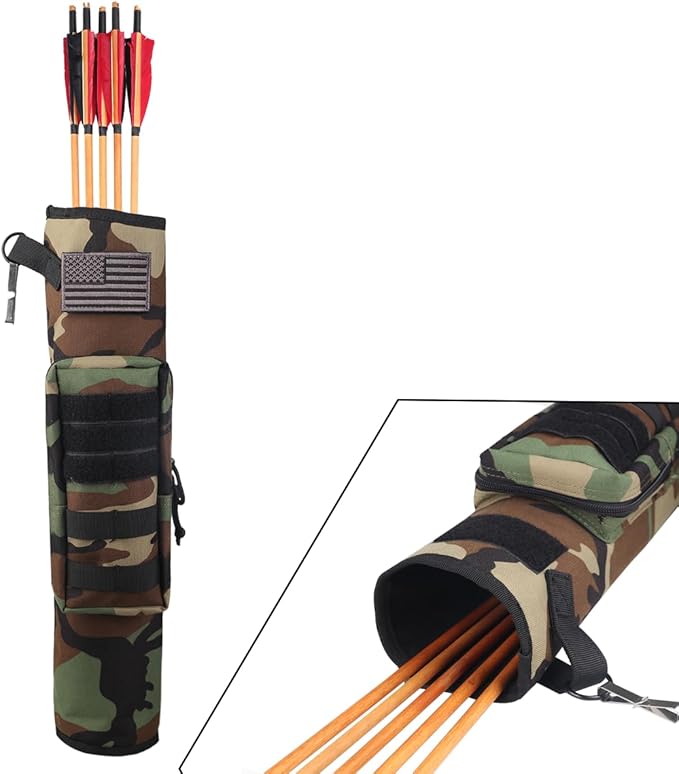 KRATARC Archery Lightweight Back Arrow Quiver Dual Use Foldable Compact Hip Arrows Bag with Molle System Pocket Hanged for Target Shooting Hunting-StrideForce Fitness