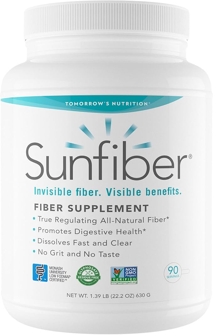 Tomorrow's Nutrition, Sunfiber, Prebiotic Fiber Supplement for Digestive Health, Low FODMAP, Gluten-Free, Unflavored, 90 Servings-StrideForce Fitness