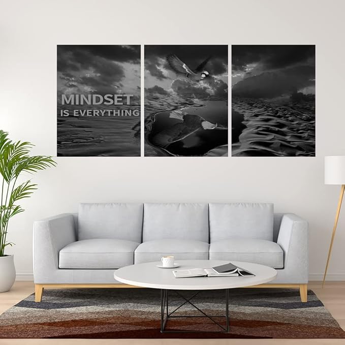 Yetaryy 3 Panels Inspirational Canvas Painting Motivational Wall Art Success Framed Poster Grind Hustle Positive Quotes Wall Poster Office Inspirational Wall Decor 36''W x 16''H (Animals-HeiYing-3S)-StrideForce Fitness