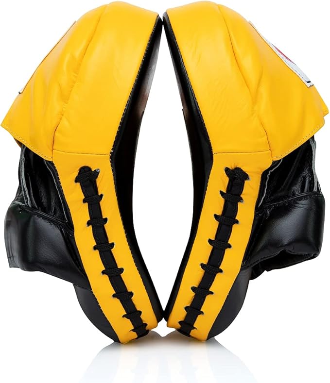 Fairtex FMV9 Contoured Focus Mitts |Striking Accuracy & Protection for Boxing, Muay Thai, Kickboxing |Ergonomic Design, Soft Padding, Secure Fit Leather-StrideForce Fitness