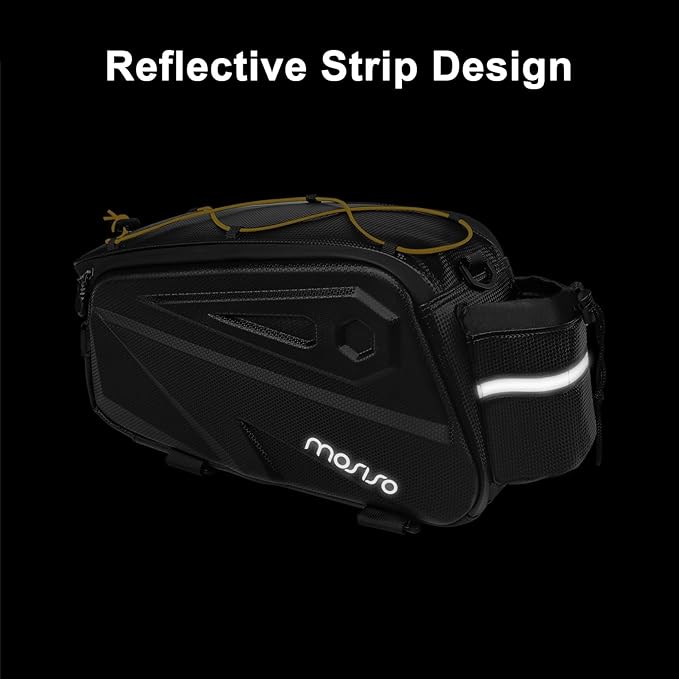 MOSISO Bike Rack Bag, Waterproof Bike Rear Rack Handbag Bicycle Trunk Bag, 14L EVA Mountain Bicycle Rear Seat Storage Saddle Pouch Cycling Luggage Pouch with Shoulder Strap, Yellow-StrideForce Fitness