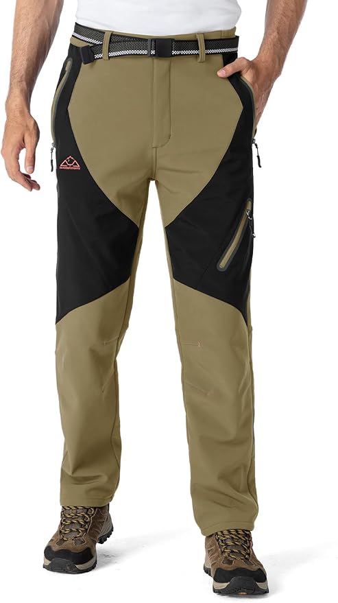 YSENTO Men's Fleece Lined Ski Snow Pants Winter Waterproof Softshell Insulated Hiking Cargo Pants-StrideForce Fitness