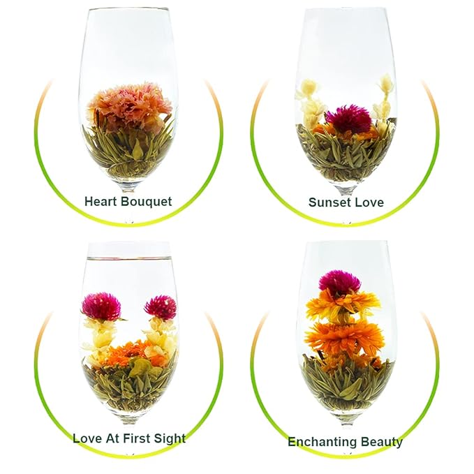 TEARELAE Blooming Tea Flowers - 12pcs Individually Sealed Flowering Balls - Hand-Tied Natural Green Tea Leaves & Edible Flowers - Gifts For Lovers-StrideForce Fitness