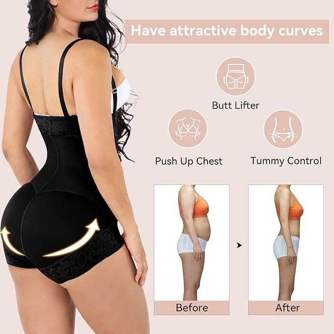 Shapewear for Women Tummy Control Fajas Colombianas Body Shaper Butt Lifter Compression Garment Open Bust Bodysuit-StrideForce Fitness
