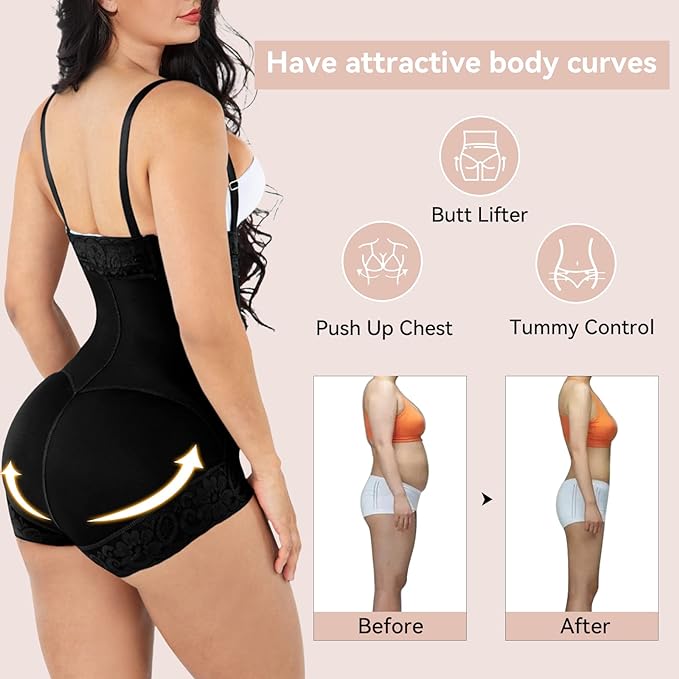 Shapewear for Women Tummy Control Fajas Colombianas Body Shaper Butt Lifter Compression Garment Open Bust Bodysuit-StrideForce Fitness