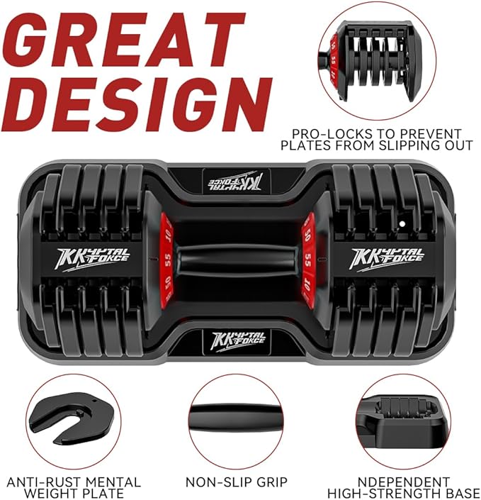 25/55lbs Adjustable Dumbbells Set, Dumbbells with Anti-Slip Metal Handle for Exercise & Fitness Fast Adjust Weight for Full Body Workout Fitness-StrideForce Fitness