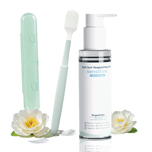 Oral Mucosal Cleaning Kit | Soft Tongue Cleaner & Gel | Bad Breath Odor Eliminator | Silicone Oral Cleaner with Air Bag | Gentle Mint (Set of 1)
