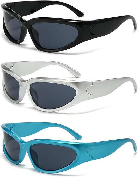 SOAR&EAGLE Y2K 3Pack Polarized sunglasses Wrap Around Men's Women's sunglasses Fashion Sport Shades Sun Glasses
