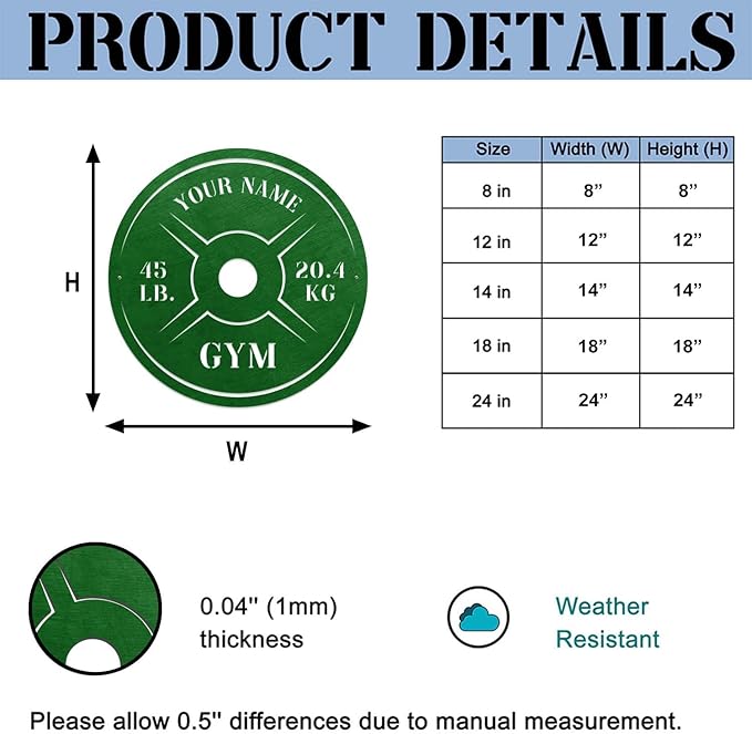 Personalized Home Gym LED Tin Metal Sign Multiple Sizes, Weight Lifting Exercise Workout Room Training Fitness Center Motivational Inspirational Quotes Decor Wall Art Hanging Accessories (08 w/o LED)-StrideForce Fitness