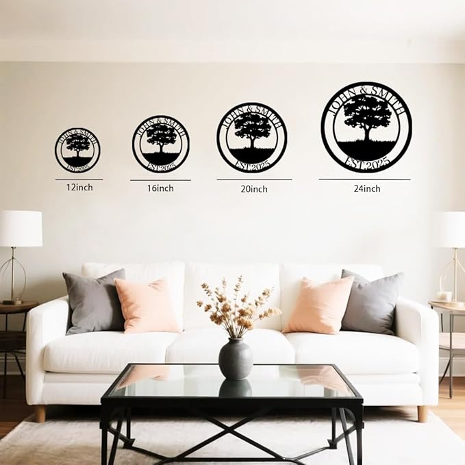 Tree of Life Metal Name Sign | Custom Metal Signs | Personalized Wall Art | Wedding Gift Indoor Decor Gift for Women, Men, Wife, Parents, Couple-StrideForce Fitness
