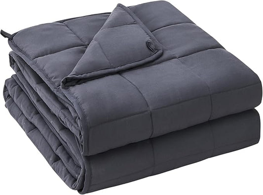 yescool Weighted Blanket for Adults (18 lbs, 60" x 80", Grey) Cooling Heavy Blanket for Sleeping Perfect for 170-190 lbs, Queen Size Breathable Blanket with Premium Glass Bead, Machine Washable-StrideForce Fitness