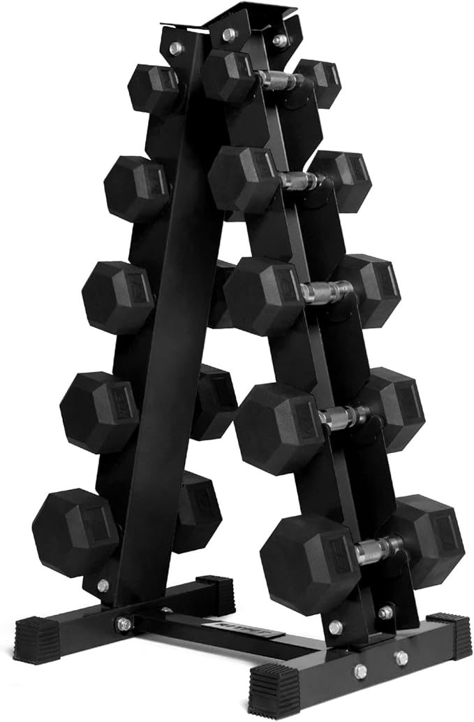 RitFit 5-650 LBS PVC Encased Hex Dumbbell Sets with Optional Rack for Home Gym, Hand weight with Chrome Handle for Strength Training, Workouts-StrideForce Fitness