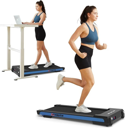 GOYOUTH 2 in 1 Under Desk Electric Treadmill Motorized Exercise Machine with Wireless Speaker, Remote Control and LED Display, Walking Jogging Machine for Home/Office Use-StrideForce Fitness