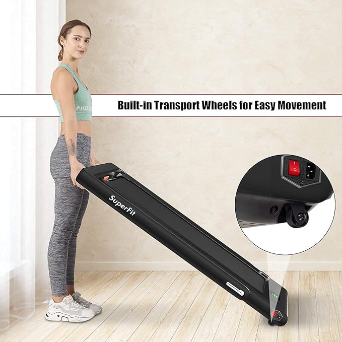 GYMAX Walking Pad, 2.25HP Foldable Treadmill with Smart App & Remote Control, Bluetooth LED Monitor, Small Spaces Compact Running Machine, Folding Portable Under Desk Treadmill for Home Office-StrideForce Fitness