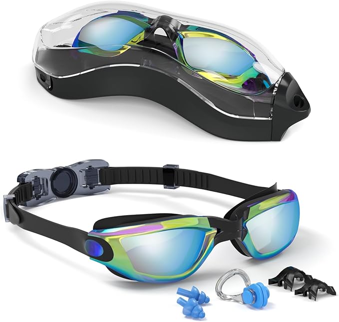 Kids Swim Goggles, Swimming Goggles for Kids with Nose Clip, Earplugs, Nose Bridge for Age 3-15-StrideForce Fitness