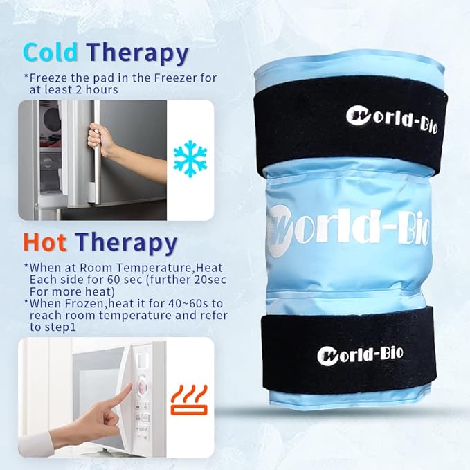 Knee Ice Pack Wrap for Pain Relief, Reusable & Flexible Gel Cold Pack for Leg Injuries, Swelling, Replacement Surgery, Hot & Cold Compress Knee Ice Wrap for Arthritis, Post-Surgery Recovery-StrideForce Fitness