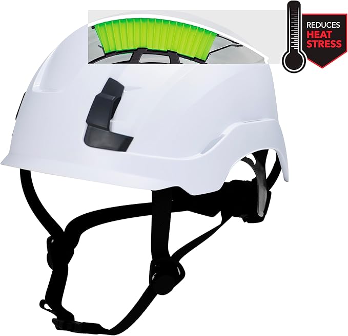 GE Safety Helmet, Impact Absorbing Tech, Adjustable Ratchet, ANSI Type 1, Memory Foam Padding, Hard Hats Protection, Lightweight, Durable, Chin Strap, Comfortable Fit OSHA Approved-StrideForce Fitness