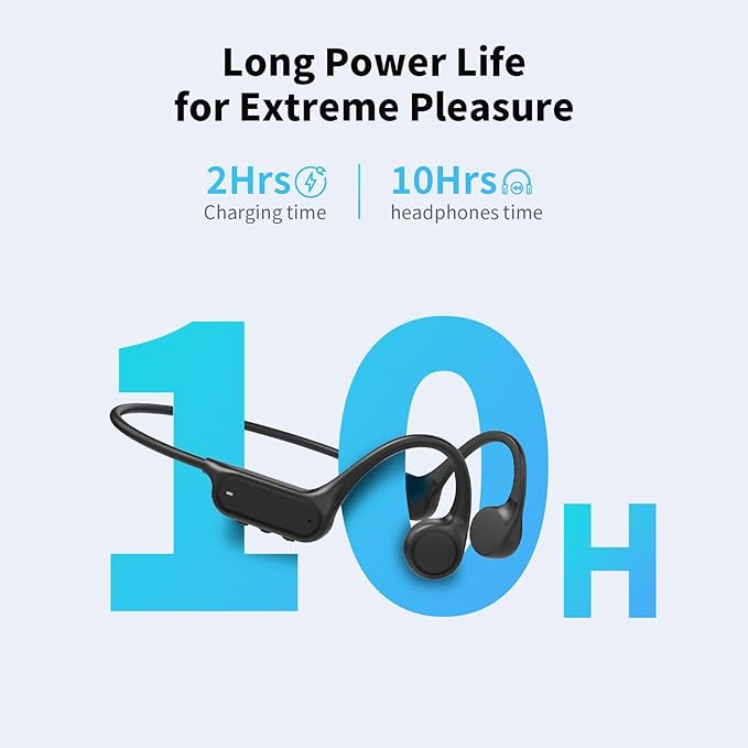 Bone Conduction Headphones, Open Ear IPX8 Waterproof Headsets Bluetooth 6.0 with Mic, Wireless Earbuds 10H Playtime Swimming Headphones for Sports, Running, Cycling-StrideForce Fitness