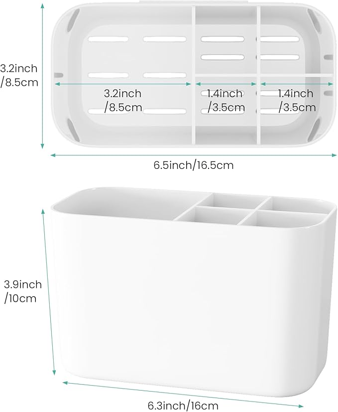 Wall Mounted Electric Toothbrush Holder, 5 Slots Clear Tooth Brush and Paste Holder for Bathroom, Cute Kids Toothbrush Holders and Toothpaste Accessories(White)