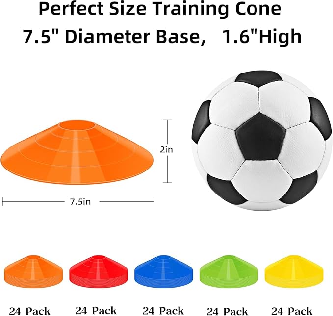 60/120 Pack Agile Soccer Cones with Portable Bags & Brackets,Sports Cones,Cone Sport,Agile Soccer Cones Used for Football Training…-StrideForce Fitness