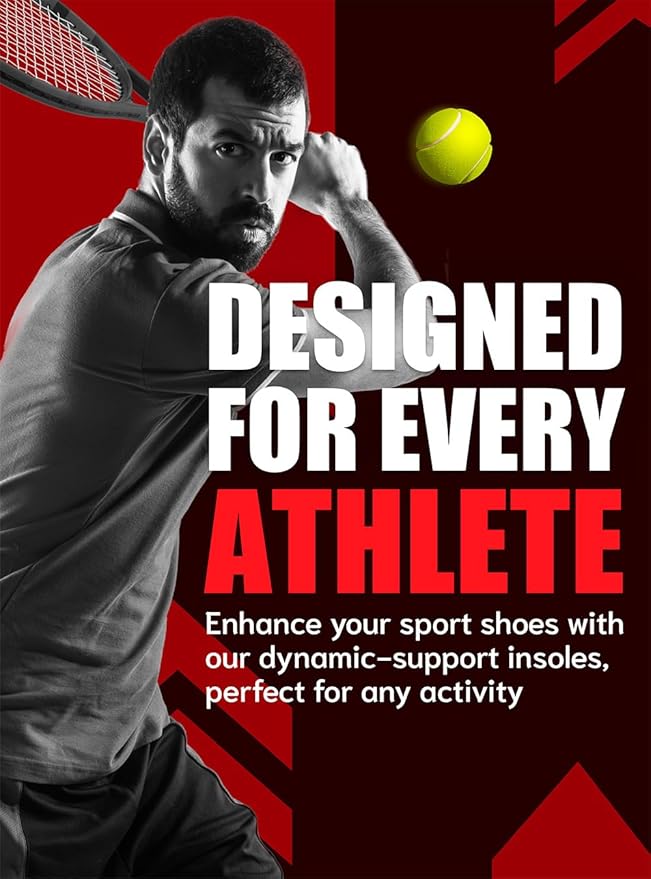 Flex Fit Sport Insoles - Medium Arch Support Inserts - Running Insoles for Sneackers - Shoe Inserts for Men and Women (Red, M)-StrideForce Fitness