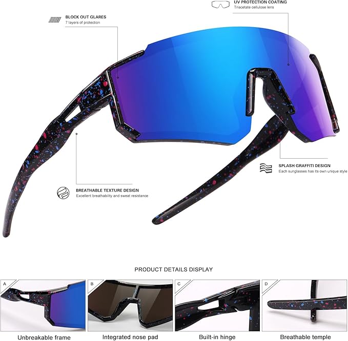 Youth Baseball Sunglasses Kids Sports Sunglasses for Boys Girls Softball Cycling Glasses UV400 Protection-StrideForce Fitness