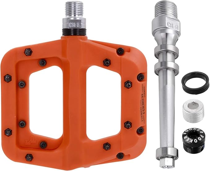 FOOKER MTB Pedals Mountain Bike Pedals 3 Bearing Non-Slip Lightweight Nylon Fiber Bicycle Platform Pedals for BMX MTB 9/16"-StrideForce Fitness