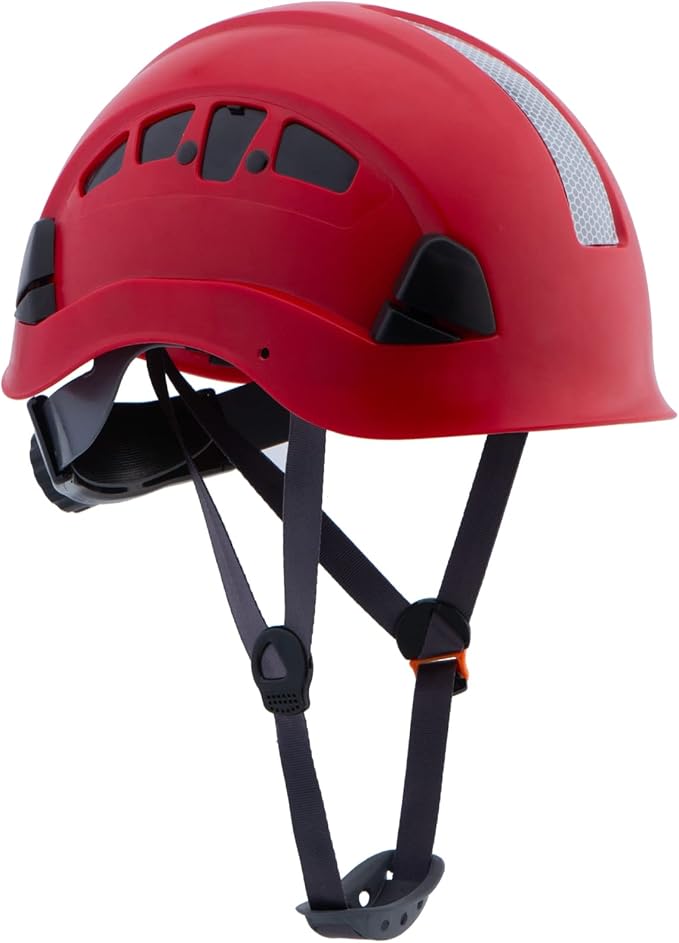 LOHASPRO Hard Hats Construction Safety Helmet ANSI Z89.1 Approved OSHA Hardhat, Vented Men Worker Red Hard Hat with Chin Strap Tree Climbing Rescue Arborist Helmet (P6 Red)-StrideForce Fitness