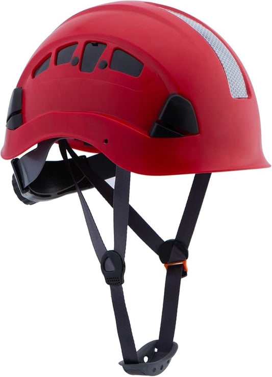 LOHASPRO Hard Hats Construction Safety Helmet ANSI Z89.1 Approved OSHA Hardhat, Vented Men Worker Red Hard Hat with Chin Strap Tree Climbing Rescue Arborist Helmet (P6 Red)-StrideForce Fitness