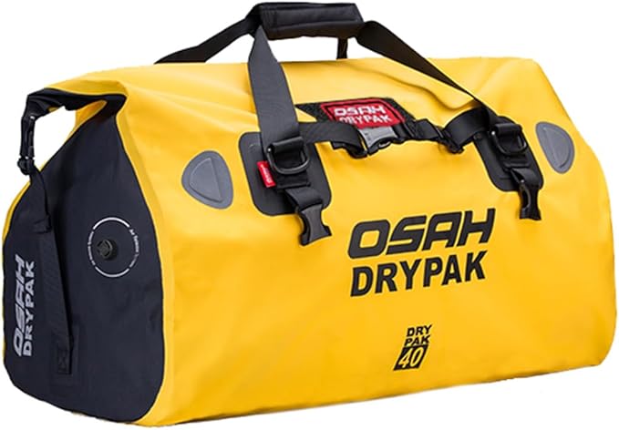 Waterproof Duffel& Luggage Bag - Motorcycle Dry Bag Tail Saddle Bags with Roll Top Closure,Large Storage Space,for Camping, Kayaking, Fishing & Traveling(Yellow, 40L)-StrideForce Fitness