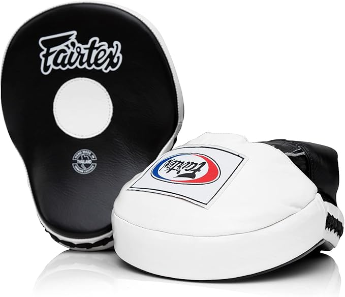 Fairtex FMV9 Contoured Focus Mitts |Striking Accuracy & Protection for Boxing, Muay Thai, Kickboxing |Ergonomic Design, Soft Padding, Secure Fit Leather-StrideForce Fitness