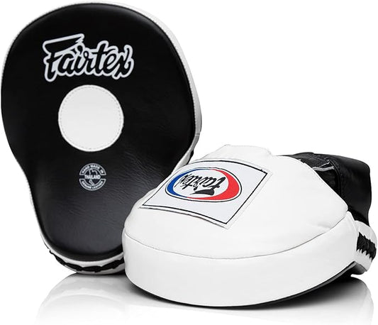 Fairtex FMV9 Contoured Focus Mitts |Striking Accuracy & Protection for Boxing, Muay Thai, Kickboxing |Ergonomic Design, Soft Padding, Secure Fit Leather-StrideForce Fitness