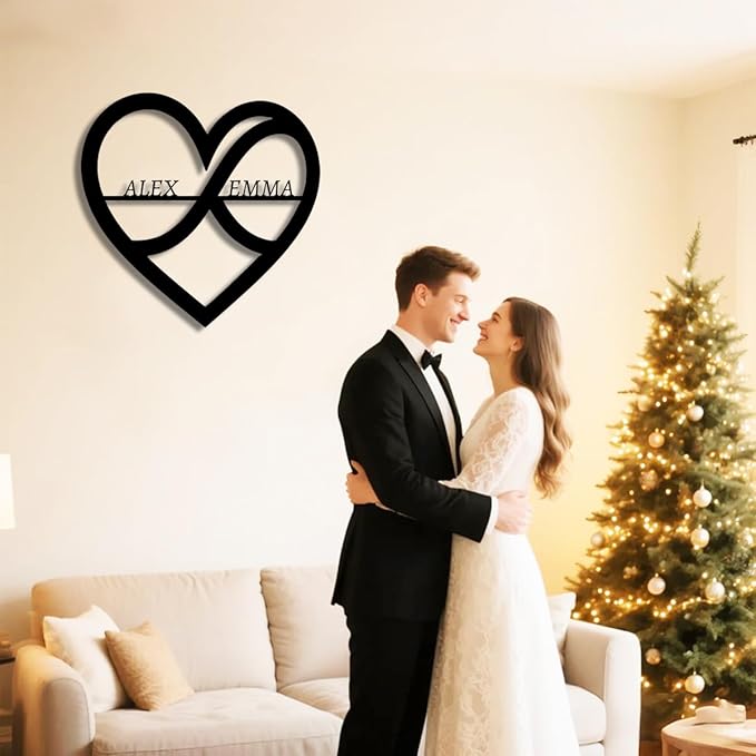 Personalized Wedding Metal Name Sign | Custom Wall Art Gifts for Couples | Custom Metal Signs |Engagement Gift | Anniversary Wedding Date Sign | Bedroom Decor for Couples-StrideForce Fitness