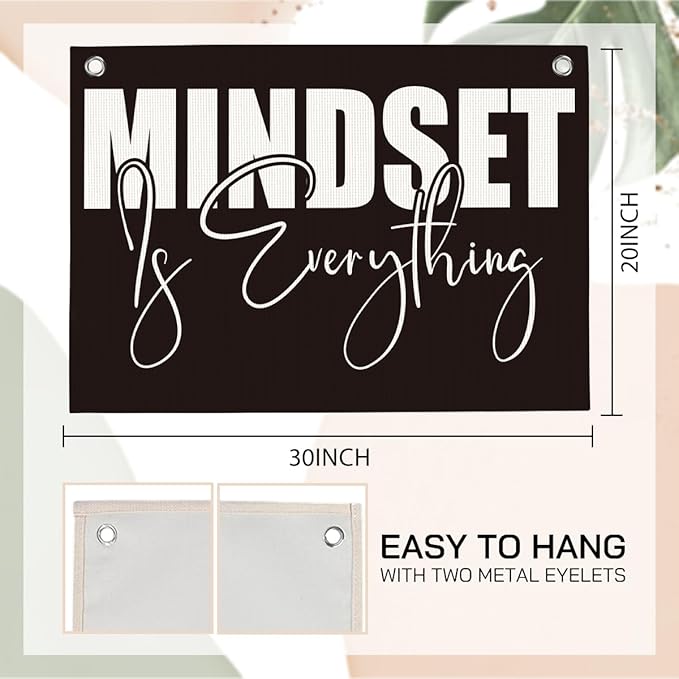 Mindset is Everything Gym Motivational Wall Art Banner Dorm Posters Gifts for Guys Men Women Gym Flag Decor for Home Gym Bedroom Workout Room 30x20 Inchs-StrideForce Fitness