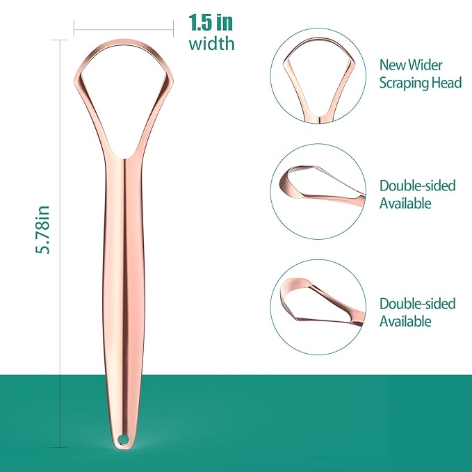 RONAVO Tongue Scraper for Adults, Two Colors Designed for Couples, Cure Bad Breath, Tongue Cleaners Stainless Steel, Metal Tongue Scrapers for Oral Care & Hygiene (2 Pack)