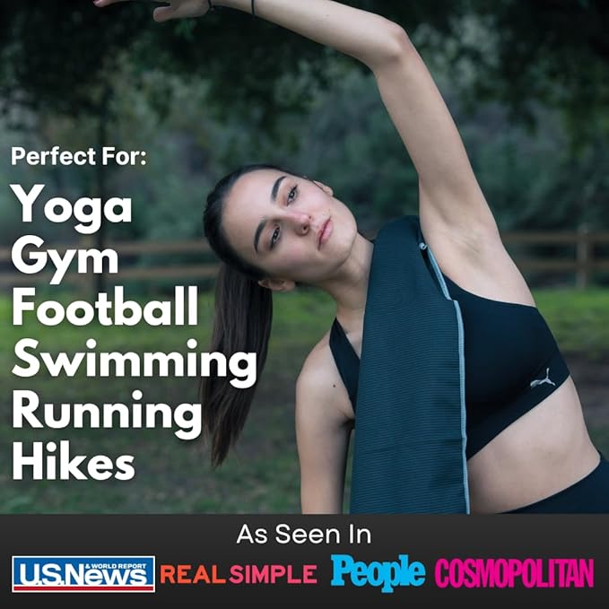 ECCOSOPHY Microfiber Beach Towel – Quick Dry Gym Towel, Highly Absorbent with Ribbed Texture, Lightweight – Ideal for Travel, Pool, Yoga, Fitness & Outdoor Adventures – 71x35 Charcoal-StrideForce Fitness