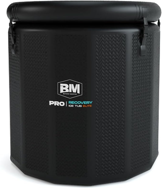 Inflatable Ice Bath Tub for Athletes - Cold Plunge Tub Compatible Water Chiller, Insulated Lid, EVA Groundsheet, Backpack, 130 Gallon, 39" L x 39" W x 35.4" H-StrideForce Fitness