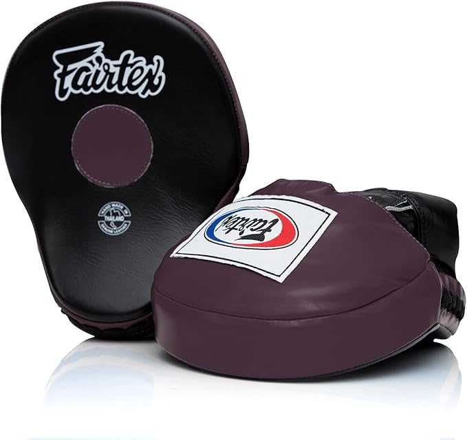 Fairtex FMV9 Contoured Focus Mitts |Striking Accuracy & Protection for Boxing, Muay Thai, Kickboxing |Ergonomic Design, Soft Padding, Secure Fit Leather-StrideForce Fitness