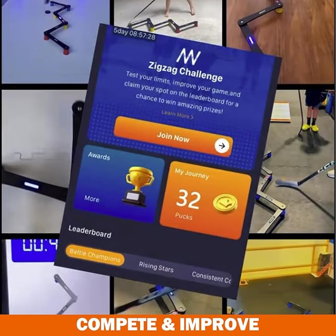 Potent Digital Stickhandling Trainer 2.0 – App-Enabled Hockey Training Aid | Real-Time Feedback, Scoreboard & Timer | Portable On/Off Ice Puck Handling & Reaction Drills-StrideForce Fitness