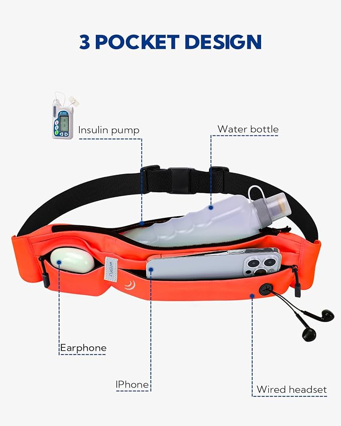 WATERFLY Running Belt Fanny Pack: Runner Marathon Jogging Waist Pack Sport Workout Exercise Fitness Phone Holder Belt for Men Women Jogger Slim Waistband-StrideForce Fitness