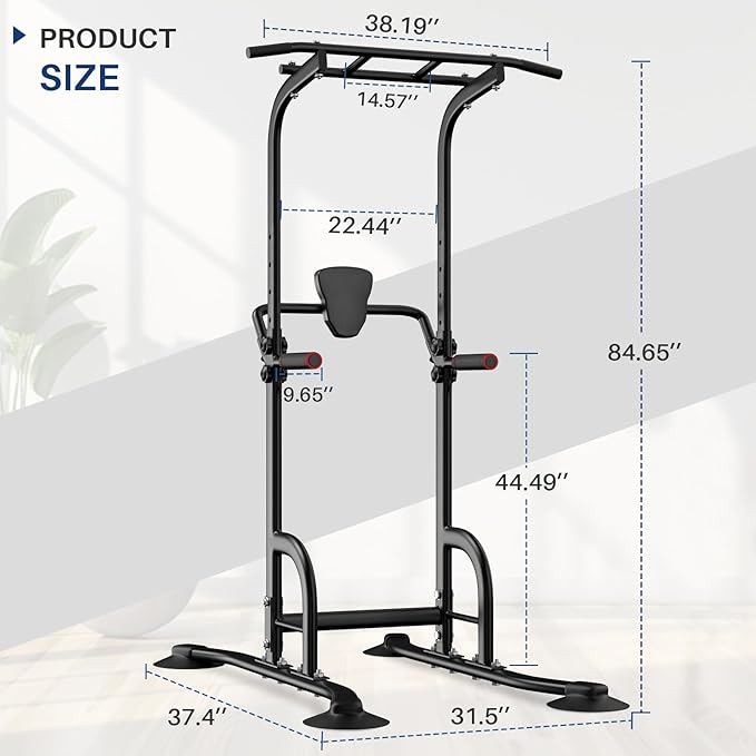 BangTong&Li Power Tower, Pull Up Bar Dip Station/Stand for Home Gym Strength Training Workout Equipment-StrideForce Fitness