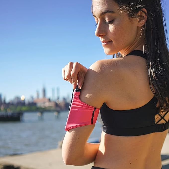 Sprigs Phone Armband Sleeve for iPhone 14, 13, 12, 11, X Galaxy Z, S22, S21, S20 Google Pixel 7, 6, 5. The Lightest & Most Comfortable Running Armband, Stretches to Fit All Phones with Case for Women & Men-StrideForce Fitness