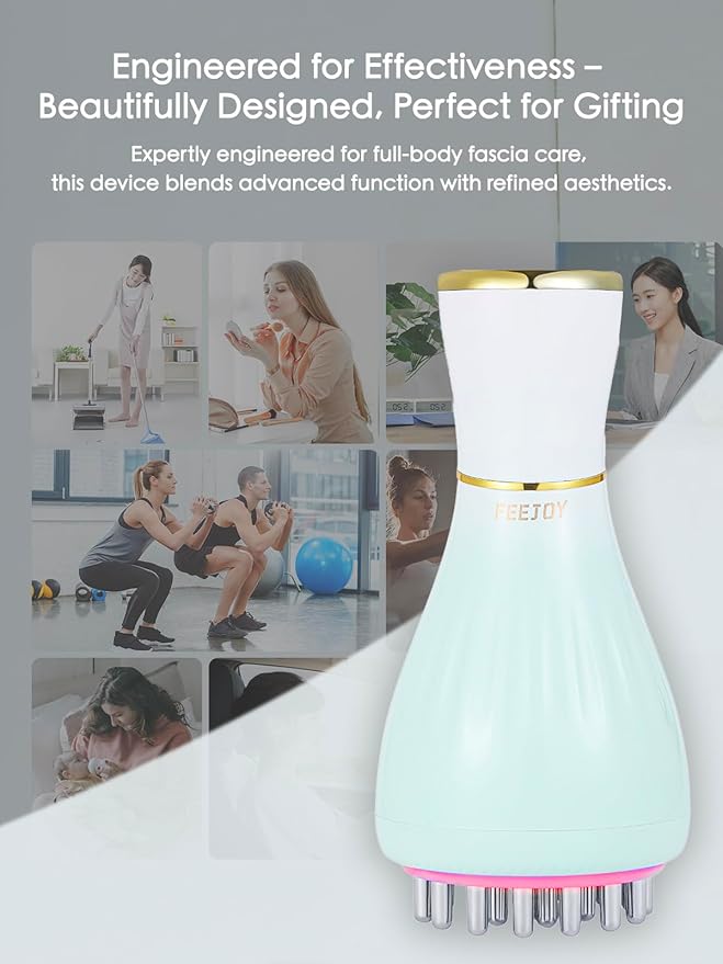 Lymphatic Drainage Massager & Massage Tool with Cellulite Oil, Body Sculpting Machine & Fascia Blaster for Cellulite with Microcurrent, Light, Heat & Vibration, for Legs, Arms & Belly-StrideForce Fitness