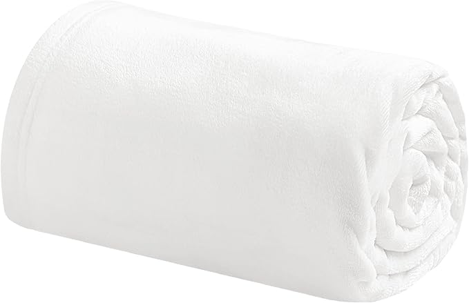 Bedsure Bedding Fleece Blanket for Girls and Boys - Soft Cozy Cute Small Throw Blankets for Travel, 43x55 Inches, White-StrideForce Fitness