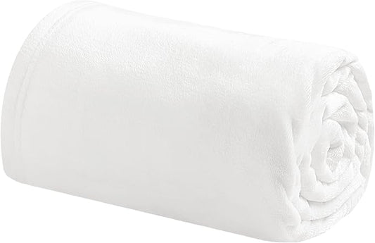 Bedsure Bedding Fleece Blanket for Girls and Boys - Soft Cozy Cute Small Throw Blankets for Travel, 43x55 Inches, White-StrideForce Fitness