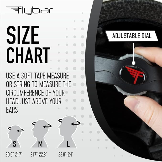Flybar Bike Helmet- Multi Sport Dual Certified Adjustable Dial, Lightweight Skateboard Helmet, Roller Skating, Pogo, Electric Scooter, Snowboard, Boys and Girls Kids- Adults Helmets-StrideForce Fitness