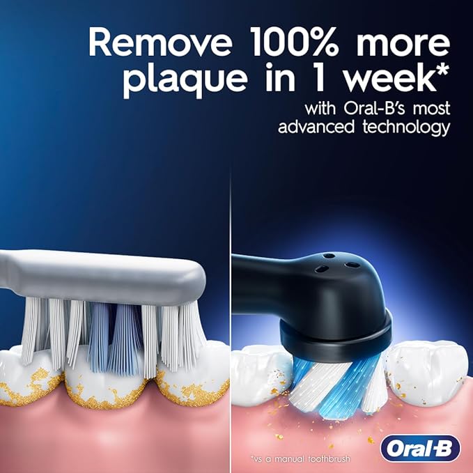 Oral-B iO Series 9 Limited Rechargeable Black Electric Toothbrush with (2) Ultimate Clean and (1) Gentle Care Replacement Brush Heads, Black, Travel Case and Charger
