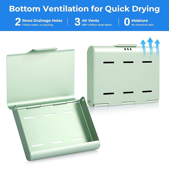 Aluminum Retainer Case for Invisalign Aligners, Partial Mouth Guard Case Denture Retainer Container Case Holder with Vent Holes, Slim Orthodontic Aligner Case for Traveling-1 Pack Green
